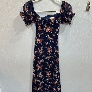 Altar’d State navy blue floral long dress XS